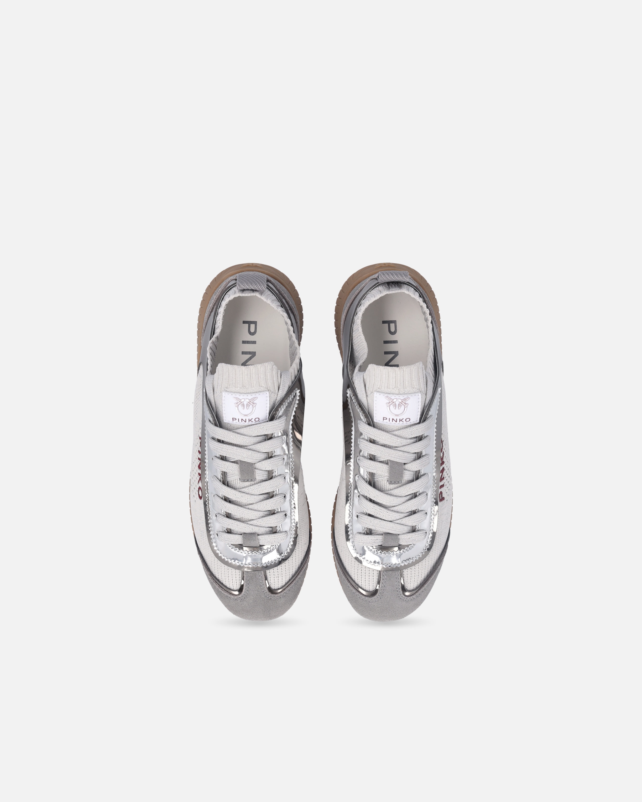 KNIT LOW-TOP SNEAKERS WITH MIRROR-FINISH INSERTS - 9