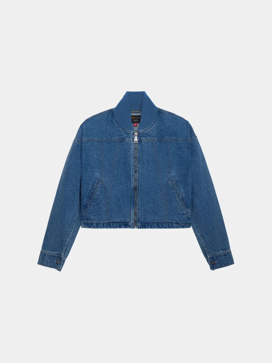 DENIM RELAXED FLIGHT JACKET WOMENS - 1