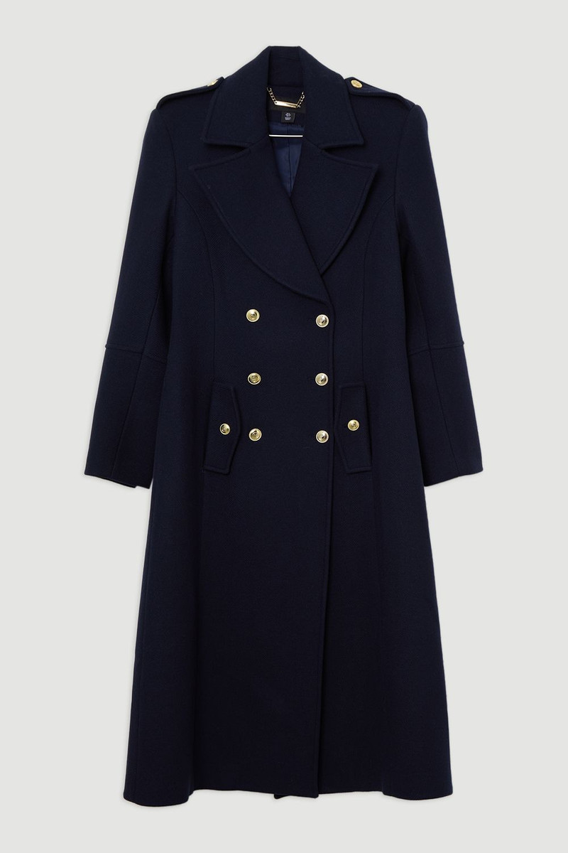 Premium Italian Manteco Wool Military Double Breasted Tailored Midi Coat 4