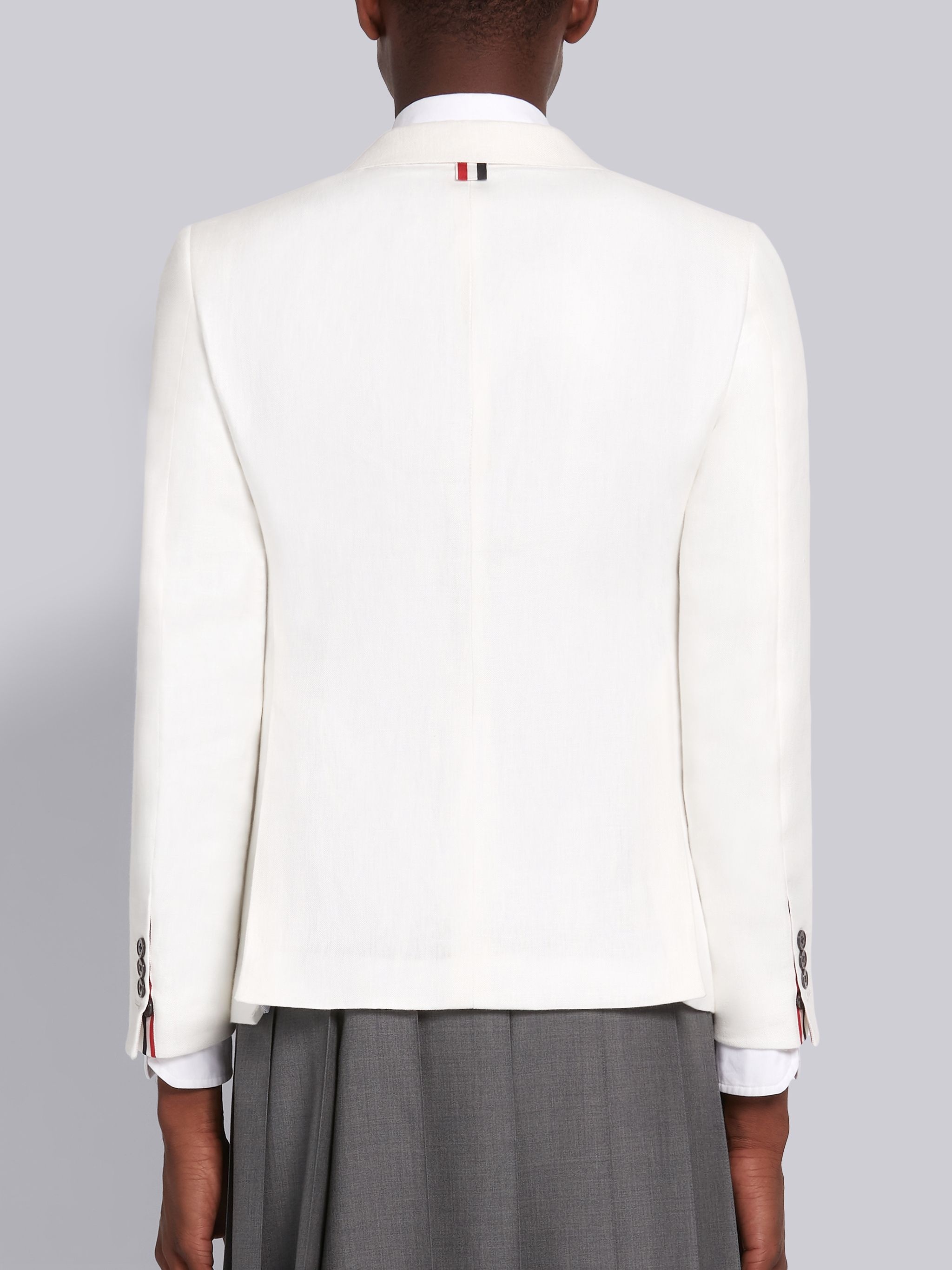 White Crisp Linen Tonal 4-Bar Classic Jacket - 3