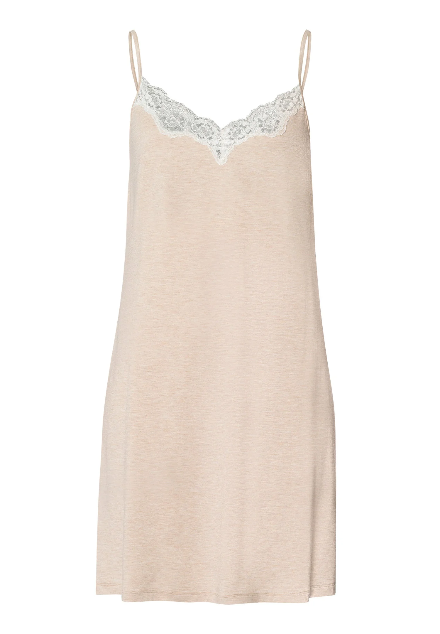 Natural Elegance Lace Trim V-Neck Chemise - 1