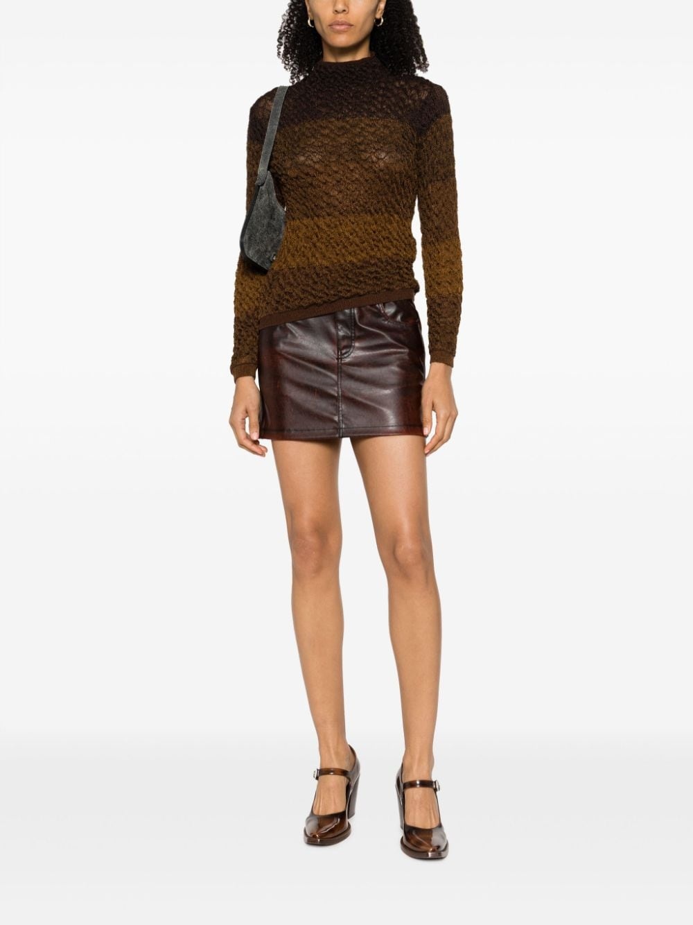 shirred-effect striped jumper - 2