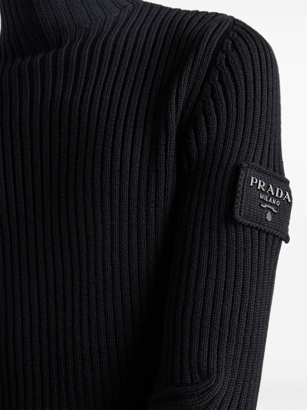 logo-patch ribbed knit wool sweater - 6