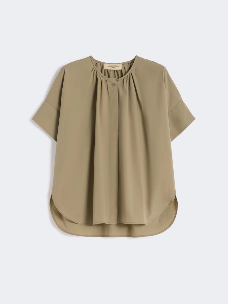 EDUCATA Cotton poplin crew-neck shirt - OLIVE GREEN 1