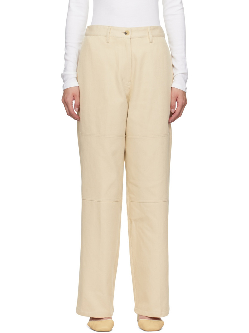 Beige Cotton Twill Work Trousers 1