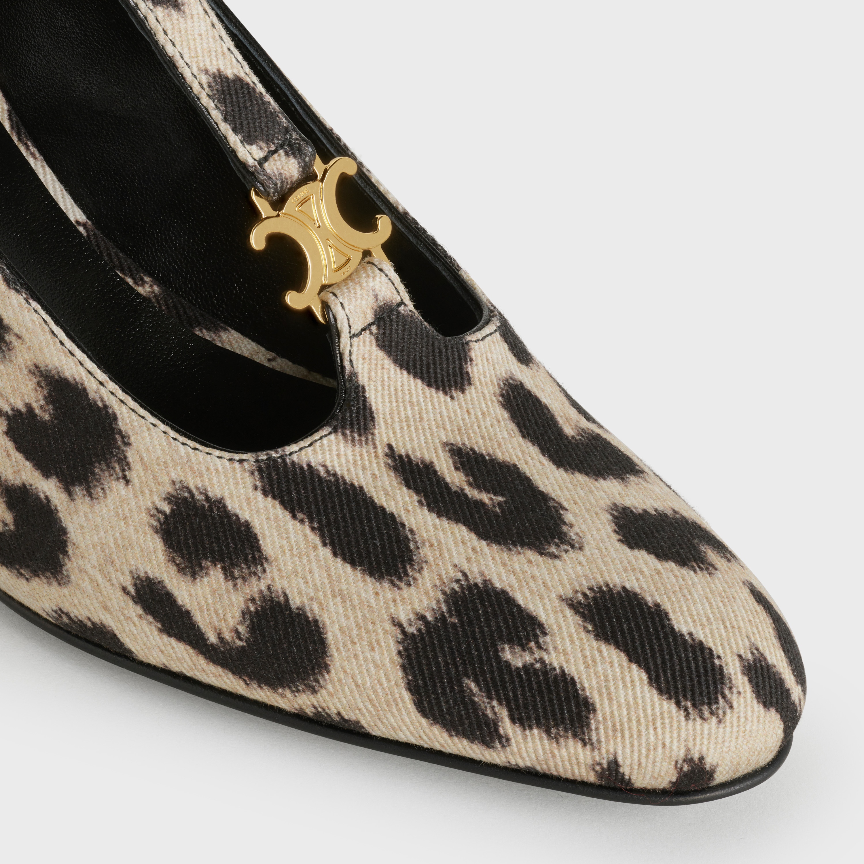 CELINE BABIES T-BAR PUMP IN LEOPARD PRINTED FABRIC AND KIDSKIN - 4