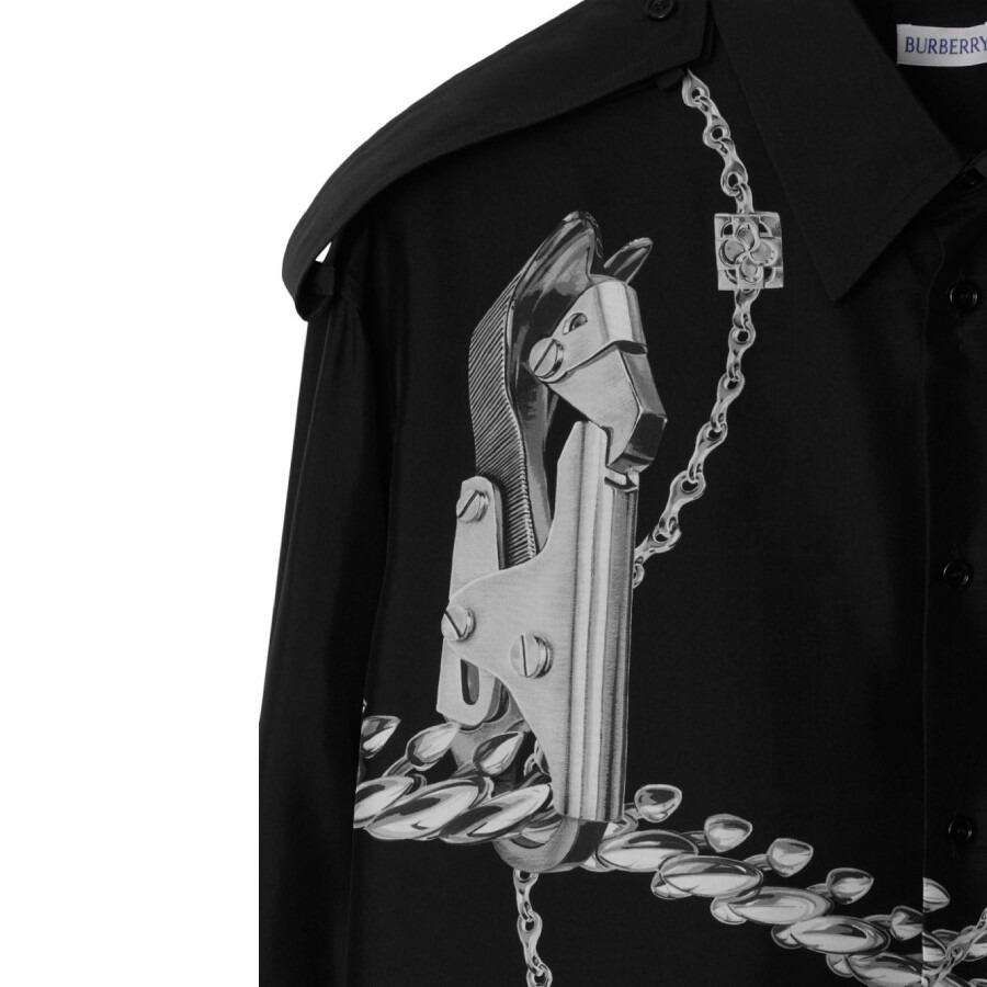 Burberry Knight Hardware Print Silk Shirt - 6
