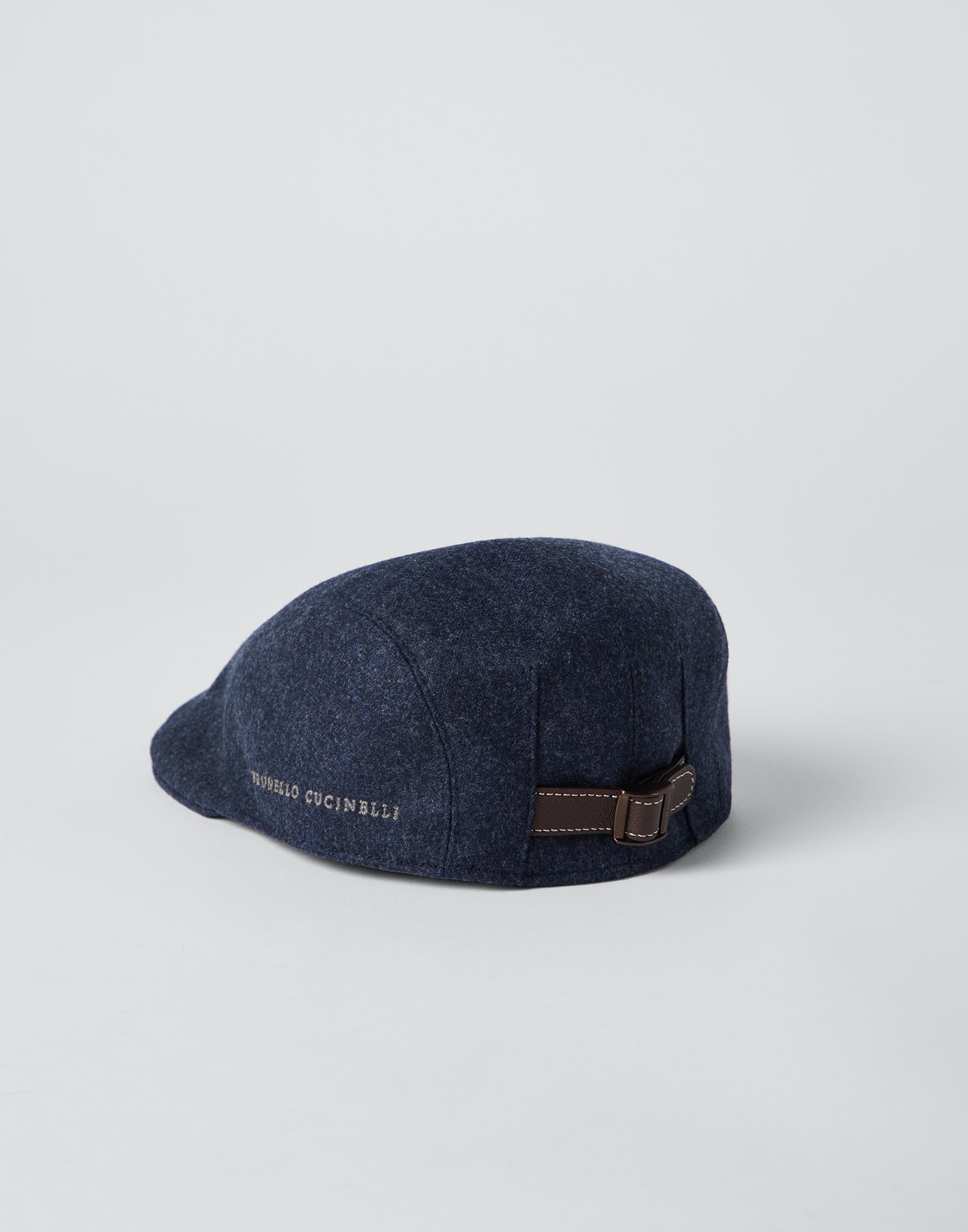 Virgin wool flannel flat cap with embroidered logo - 2