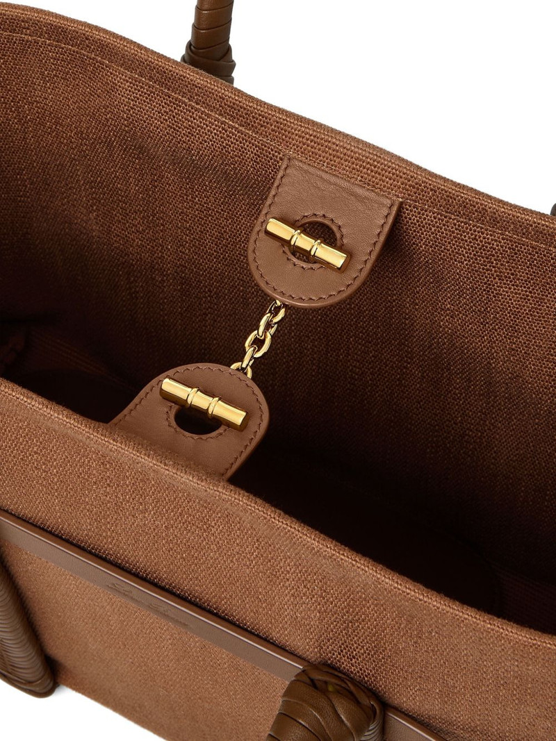 smal leather-trim canvas tote bag 4