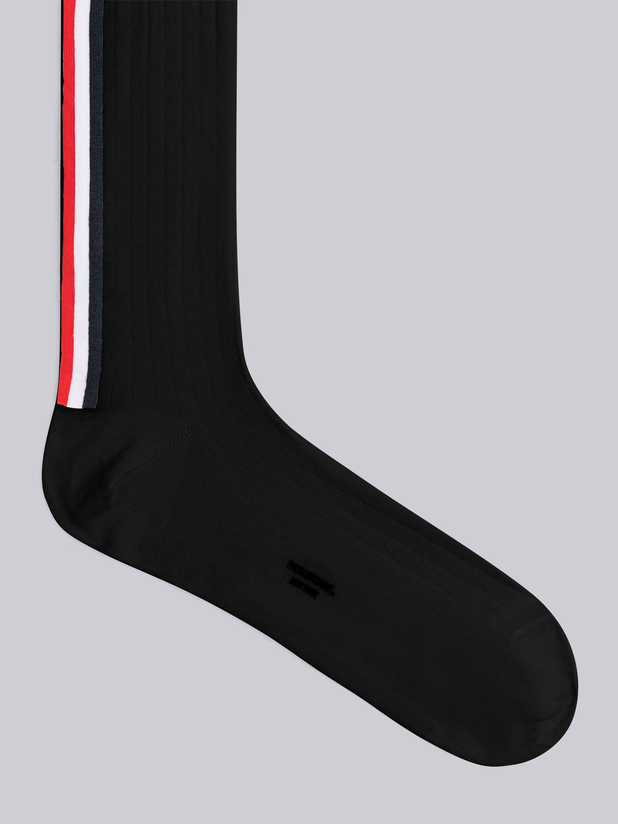 Cotton Intarsia Stripe Athletic Mid Calf Socks