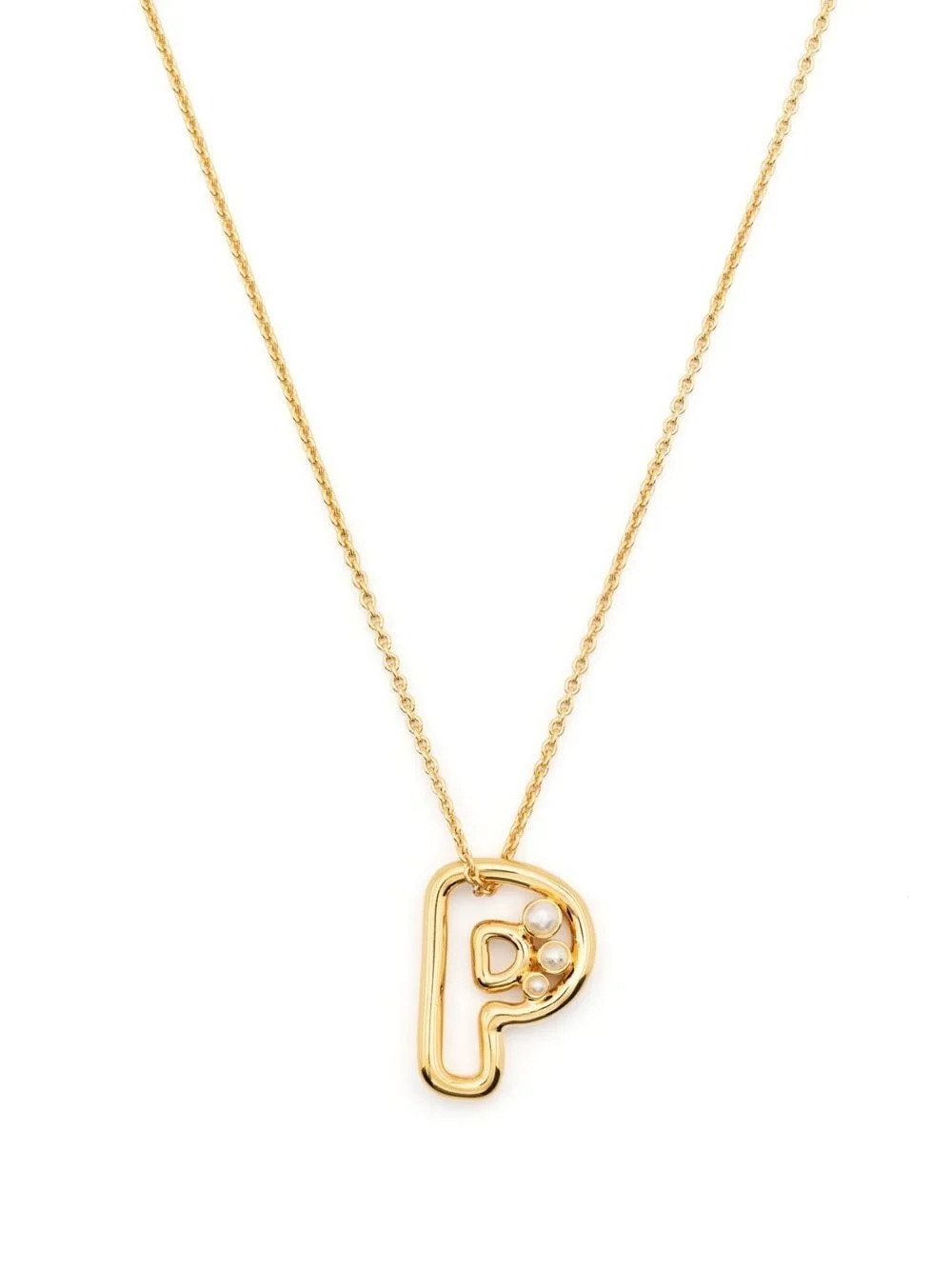 pearl-embellished initial pendant necklace - 1