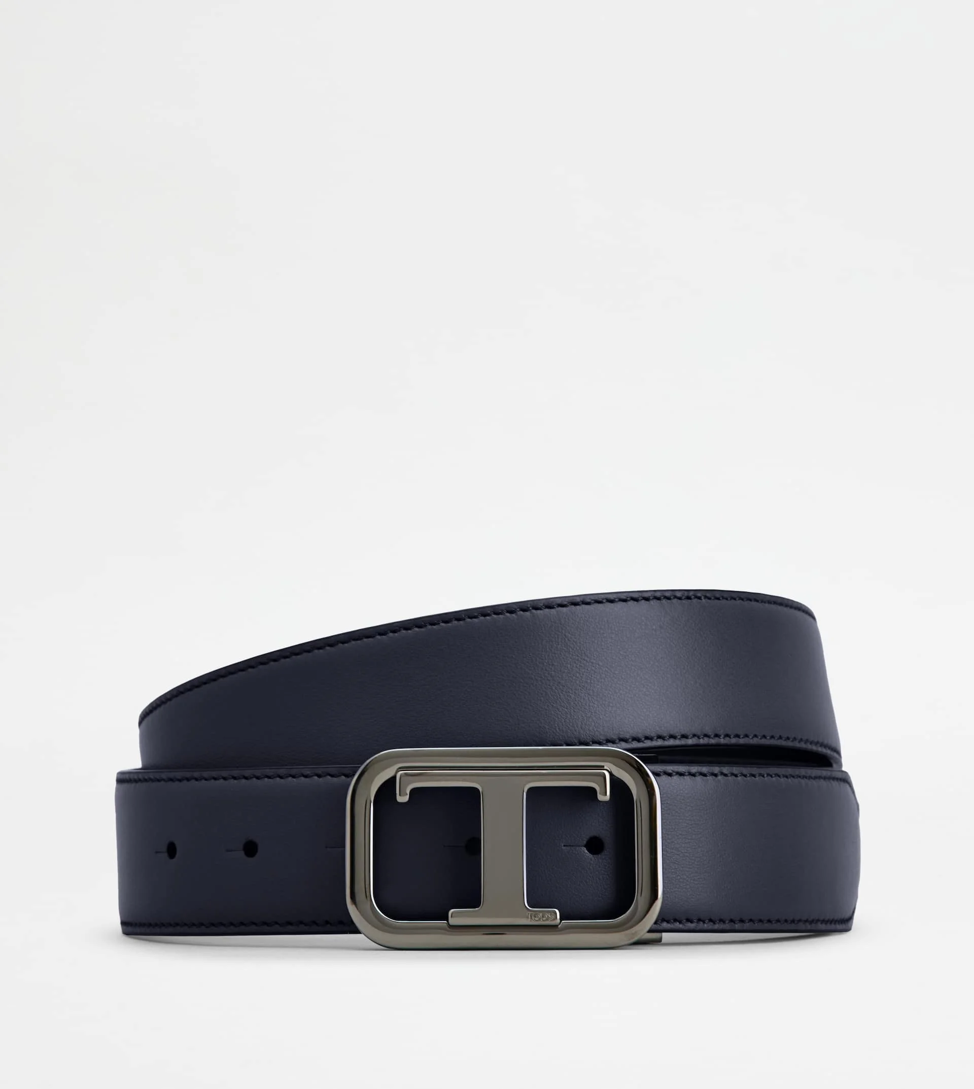 T TIMELESS ADJUSTABLE AND REVERSIBLE BELT IN LEATHER - BLUE, BLACK - 1