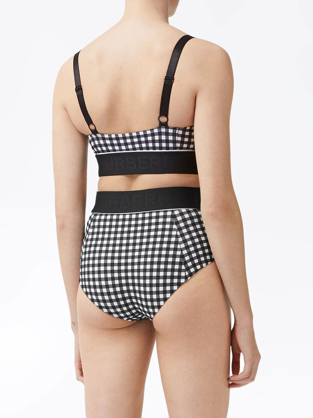 logo tape gingham bikini - 3