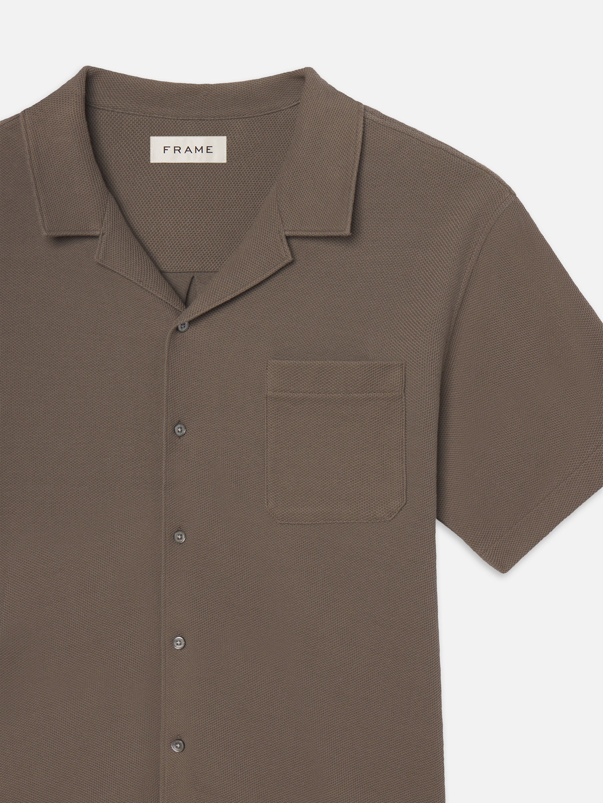 Jacquard Short Sleeve Relaxed Shirt in Dark Sage - 3