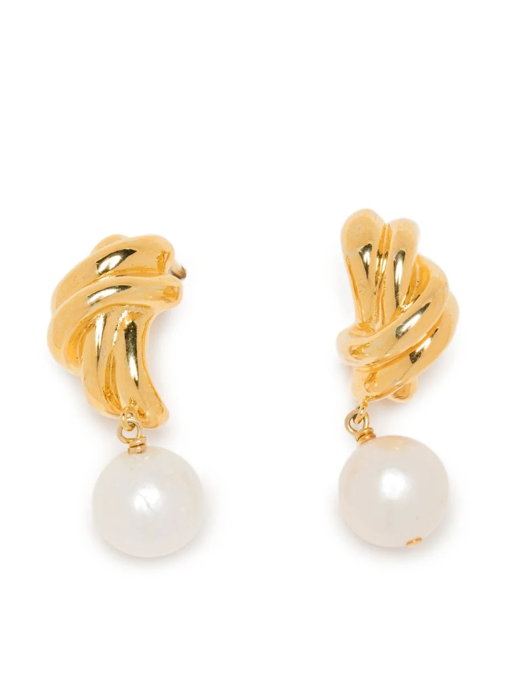 knotted pearl-pendant earrings - 1