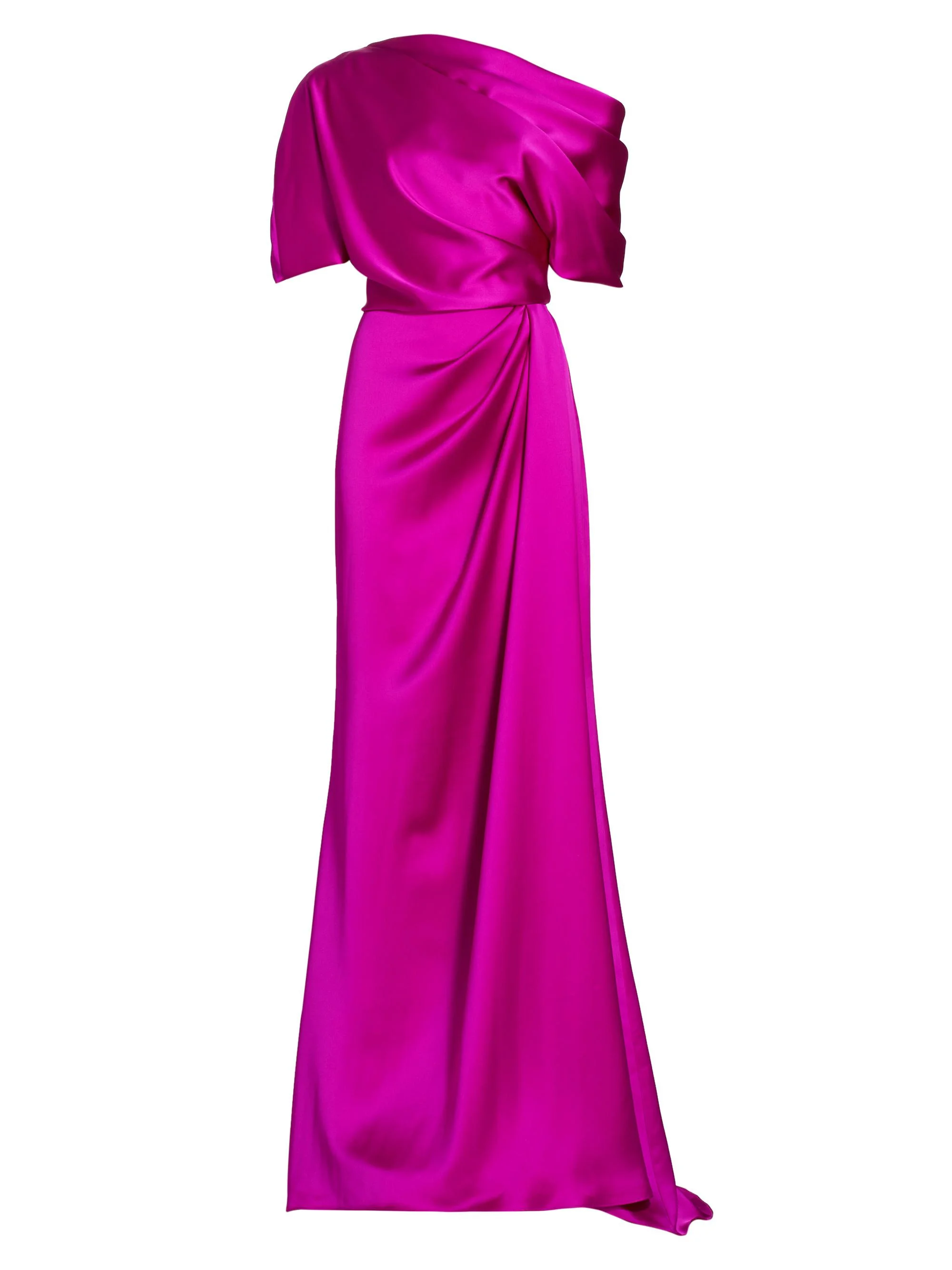 Women's Draped Off-The-Shoulder Gown - Fuchsia - 1