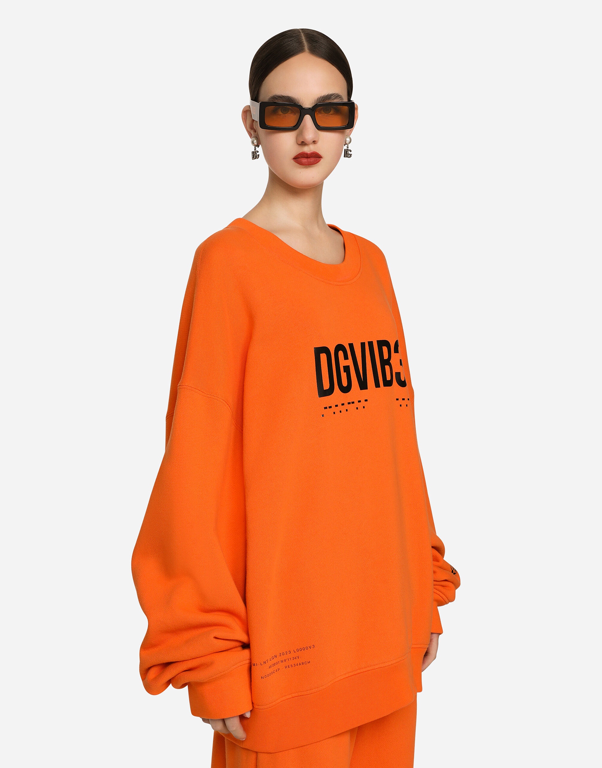Cotton jersey round-neck sweatshirt with DGVIB3 print - 7