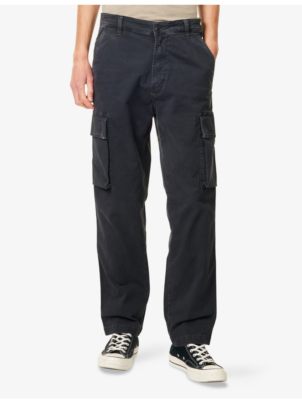 Dillon patch-pocket straight-leg mid-rise stretch-cotton trousers - 3