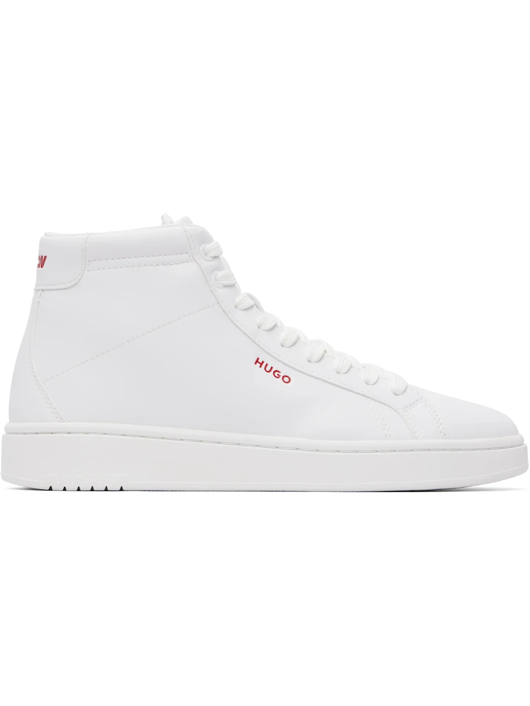 White Faux-Leather High-Top Sneakers - 1