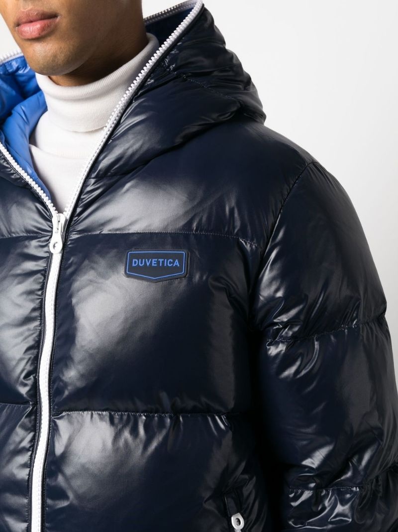 logo-patch feather-down puffer jacket - 5