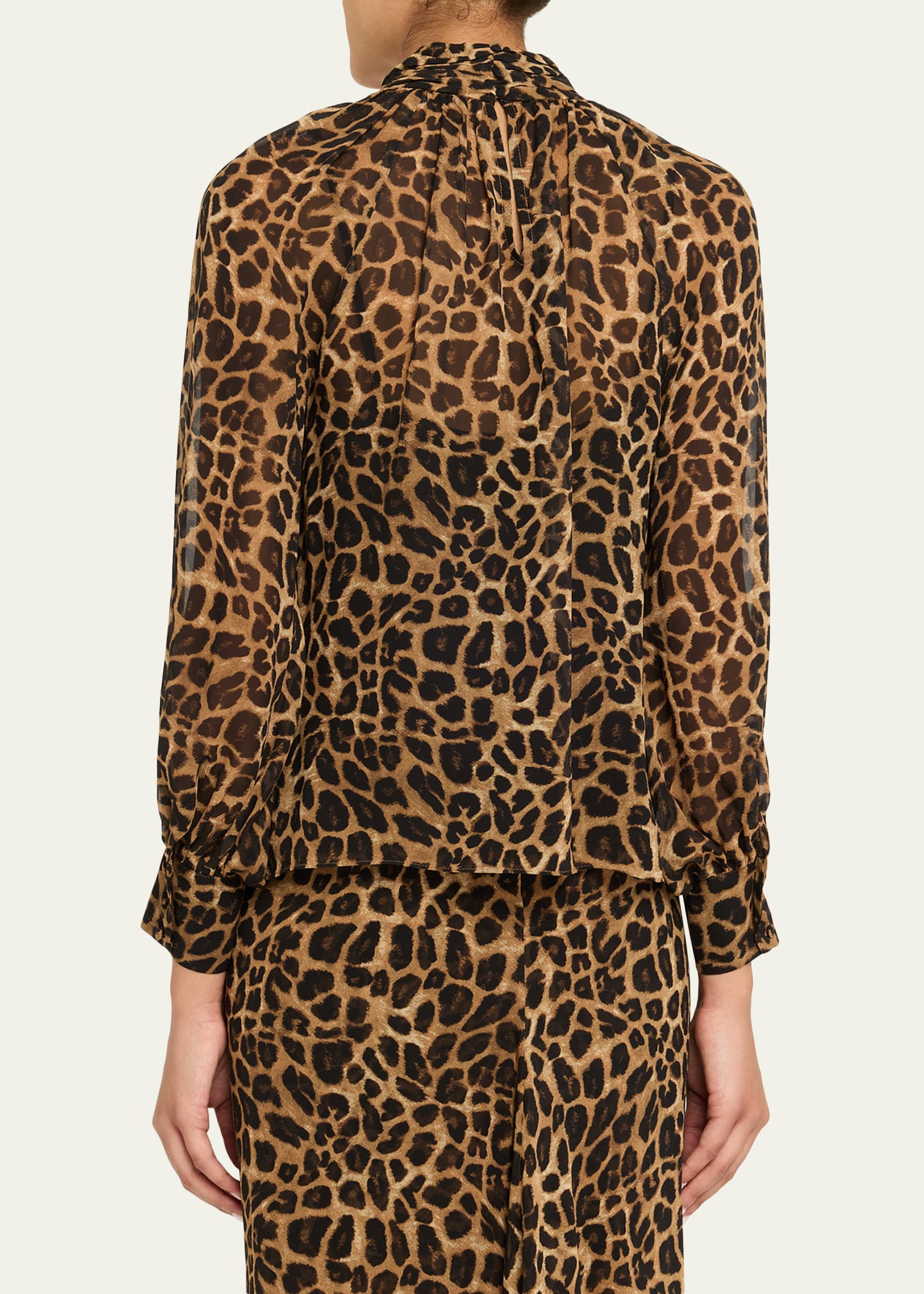 Alyssa Leopard Silk Chiffon Blouse - 3