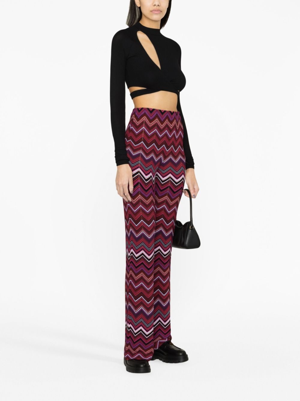 zigzag-print high-waisted trousers - 4