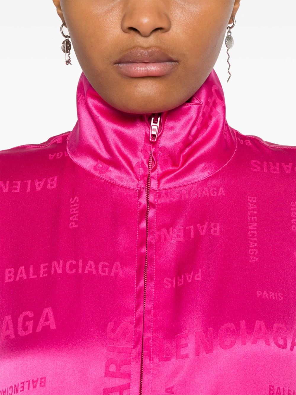 logo-jacquard silk track jacket - 5