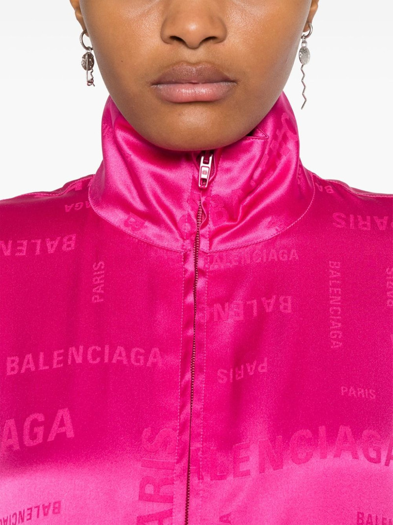 logo-jacquard silk track jacket 5