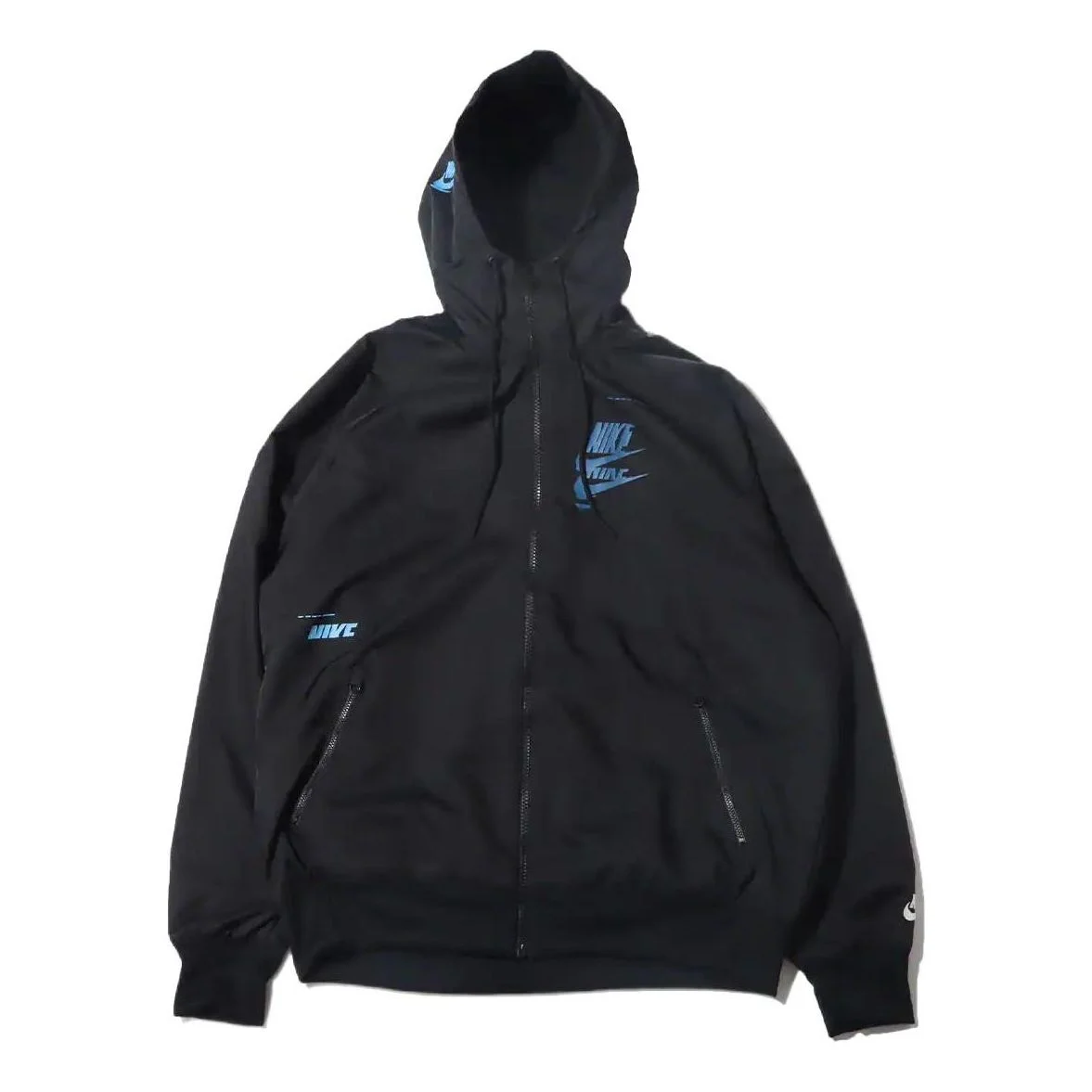 Nike Sportswear Sport Logo Printing Woven Breathable Hooded Jacket 'Black Blue' DM6868-010 - 1