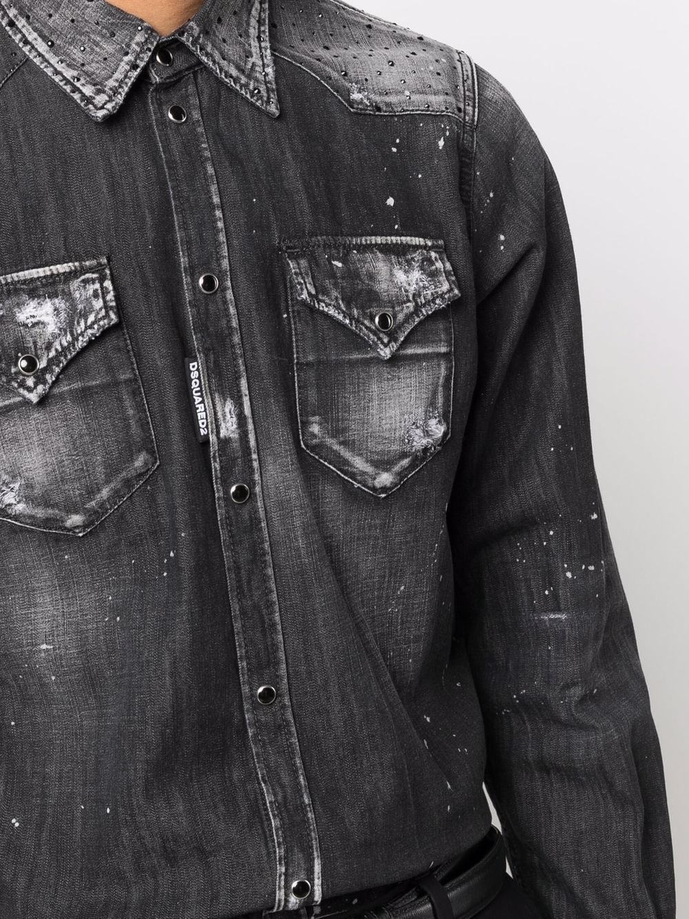 distressed denim shirt - 5