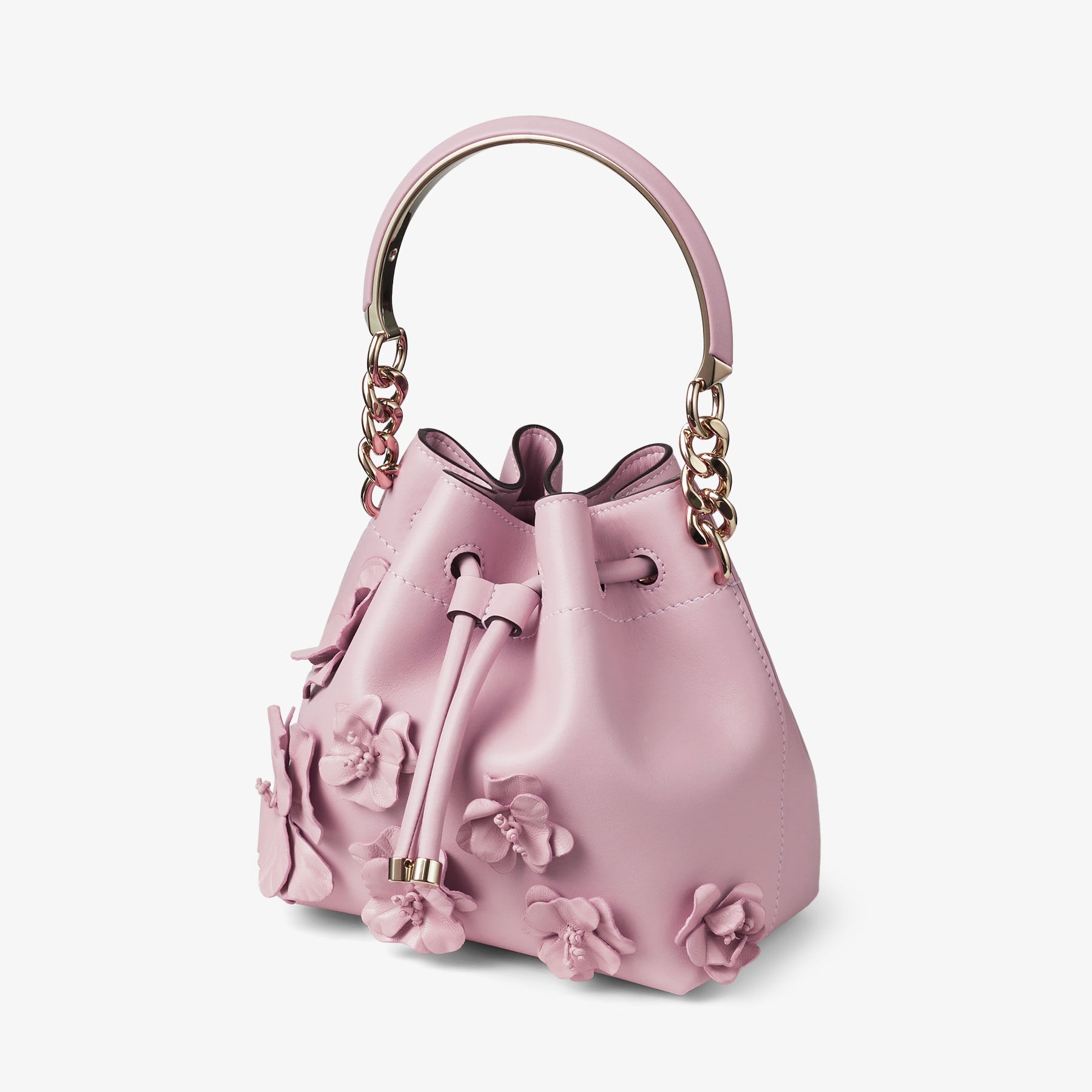 Bon Bon Bucket S
Rose Calf Leather Mini Bucket Bag with Flowers - 2