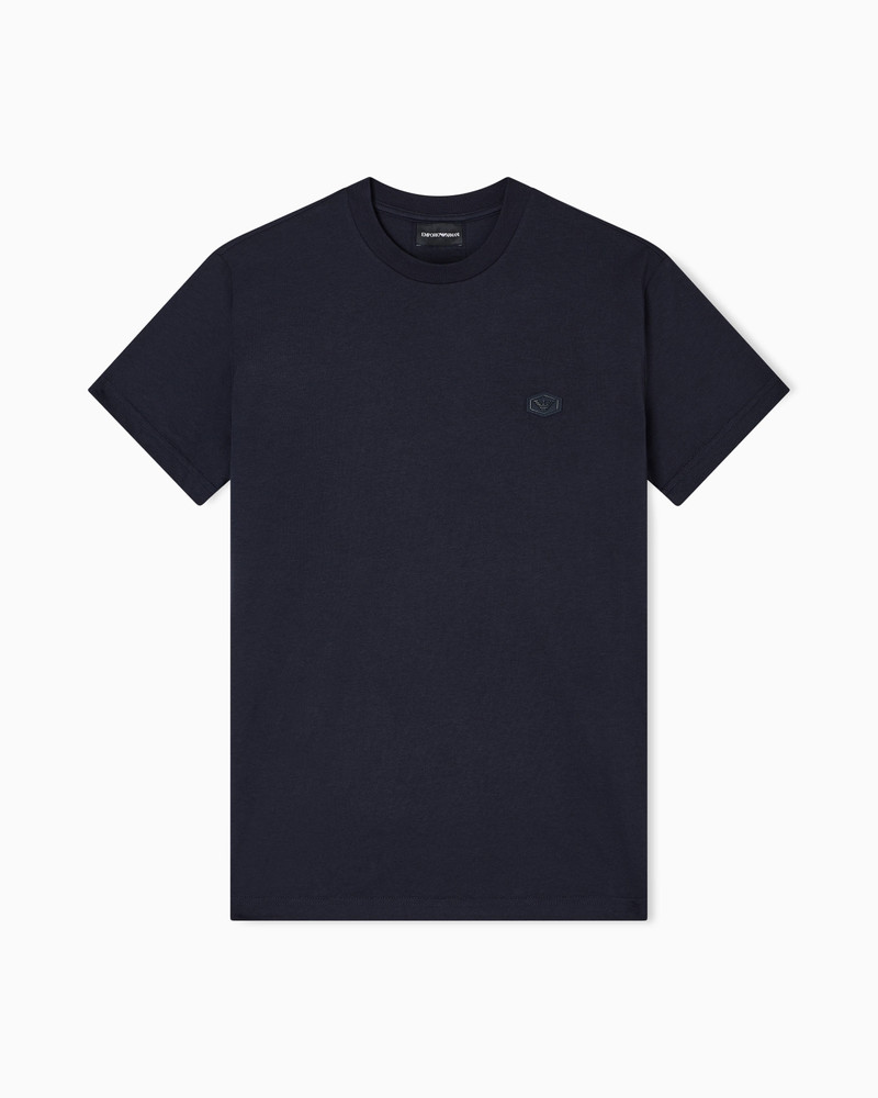 Supima jersey T-shirt with micro logo patch 1