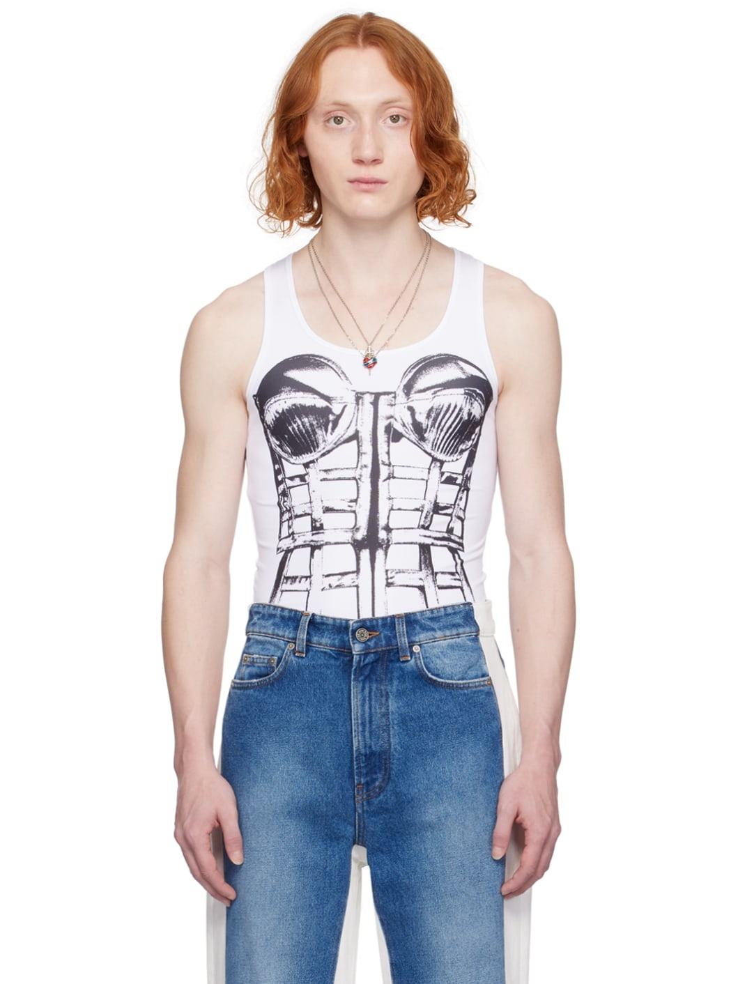 White Trompe-L'œil Tank Top - 1