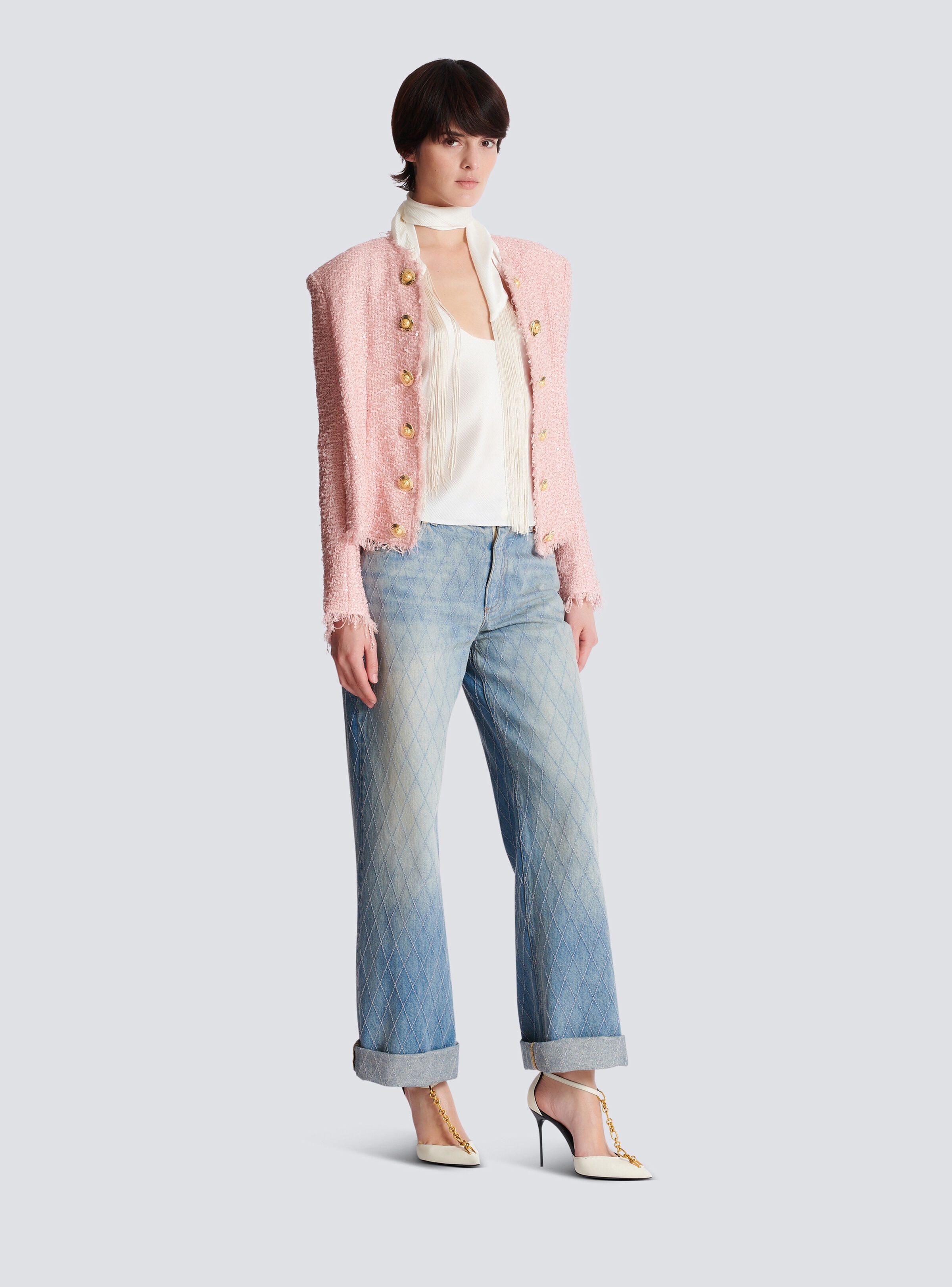 Edge-to-edge sequin tweed jacket - 3