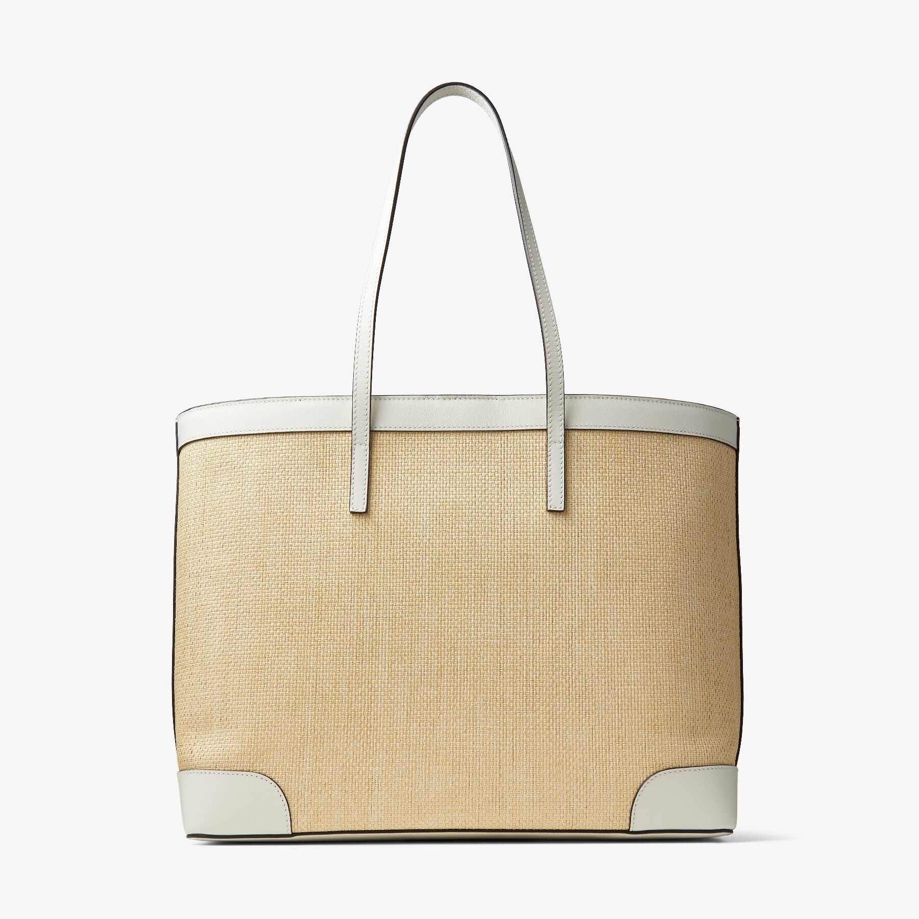 Nine2Five E/W
Natural Raffia and Latte Leather Tote with Tan Logo - 6