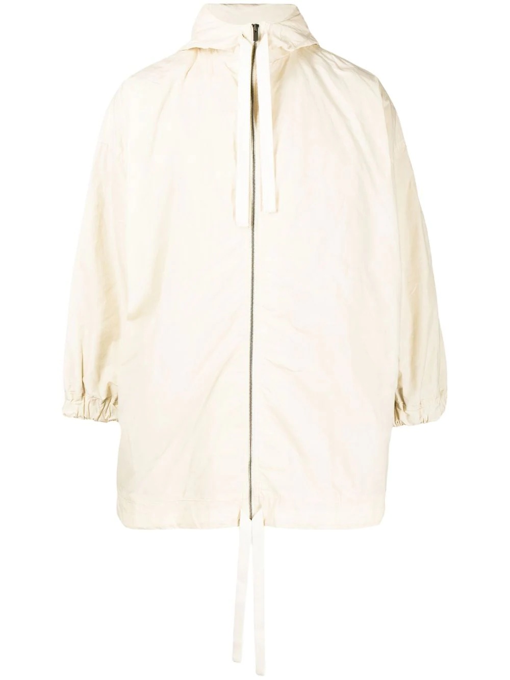 hooded drawstring cotton coat - 1
