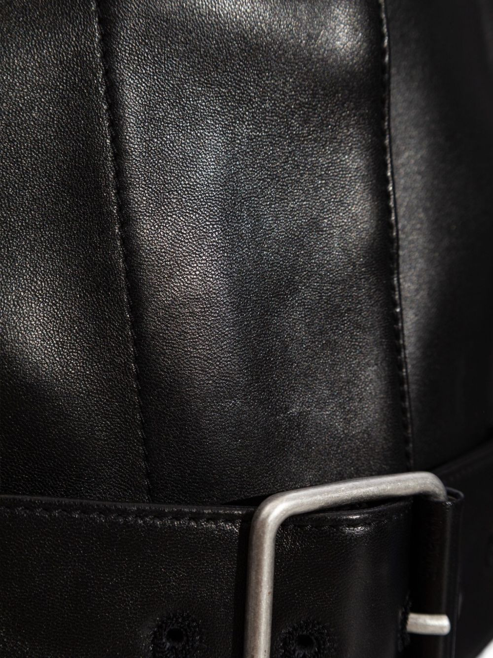 belted nappa leather coat - 5