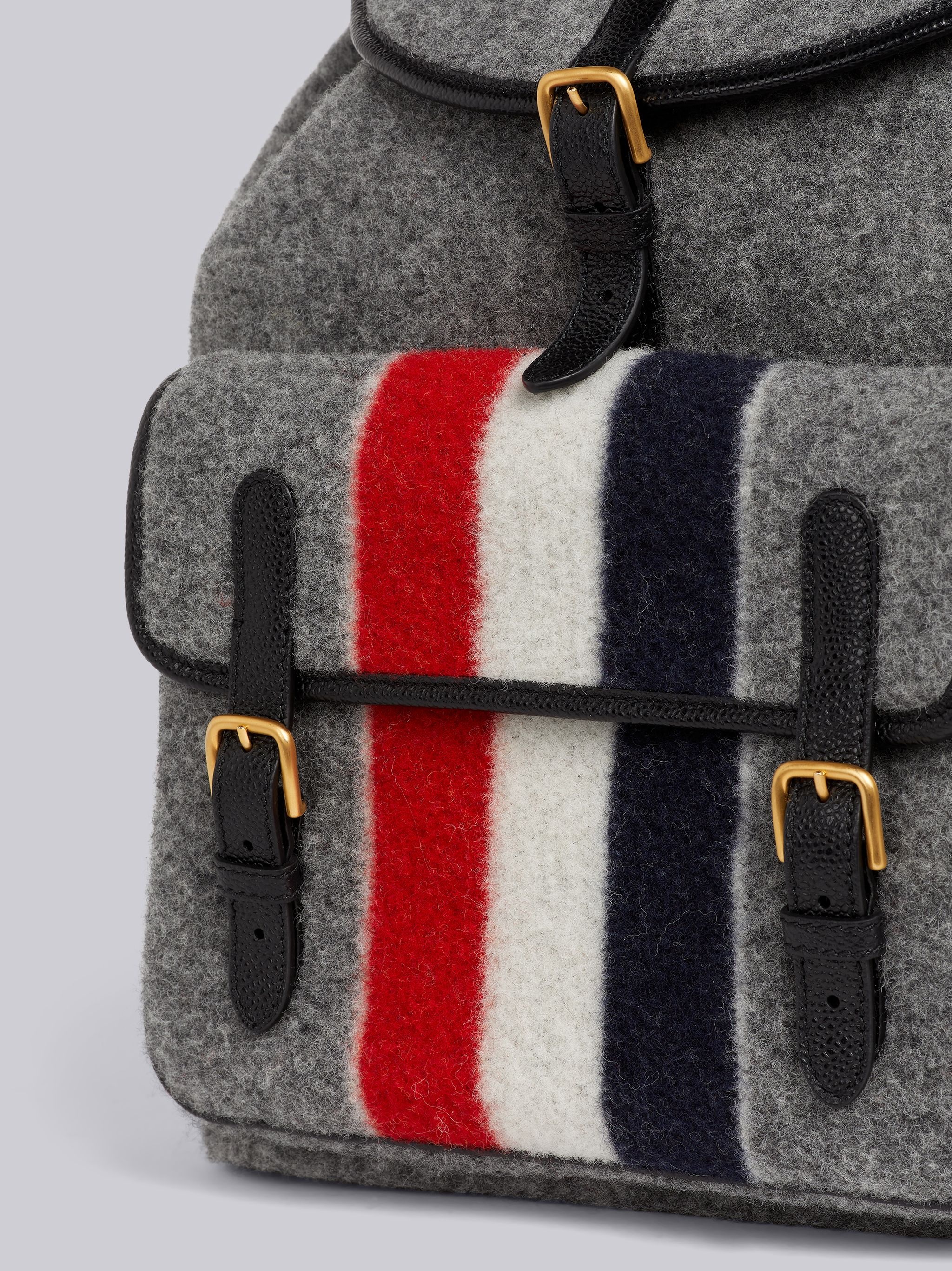 Medium Grey Boiled Wool Stripe Hunting Backpack - 2