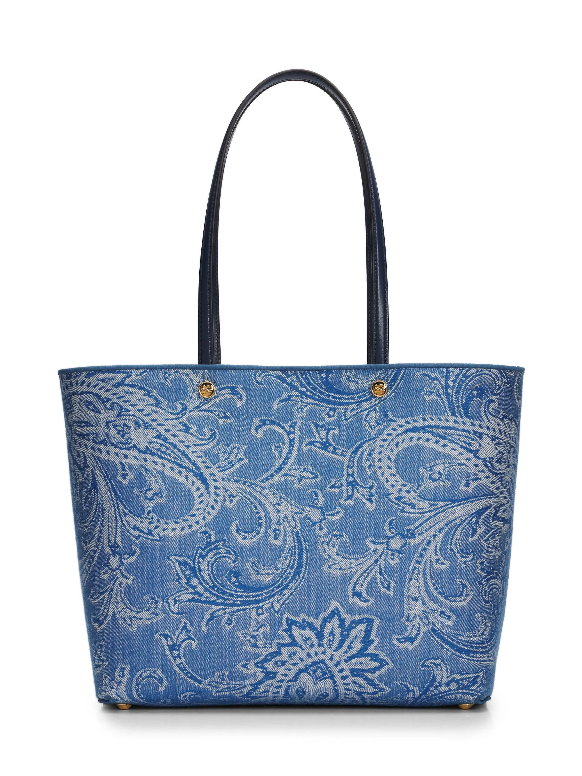 Women's Essential Medium Paisley Denim Shopper Tote Bag - Blue Denim - 1