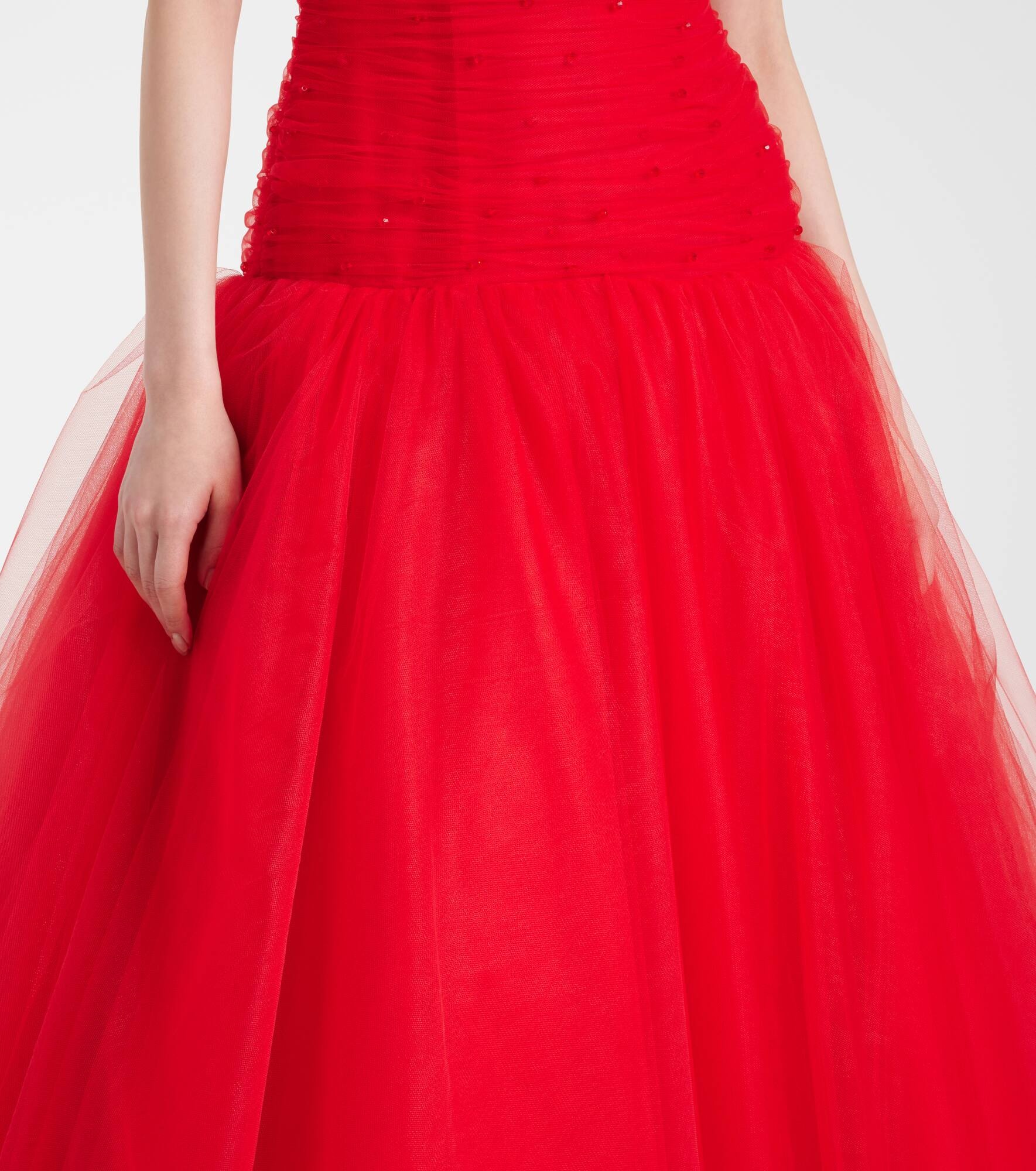 Embellished strapless tulle gown - 5