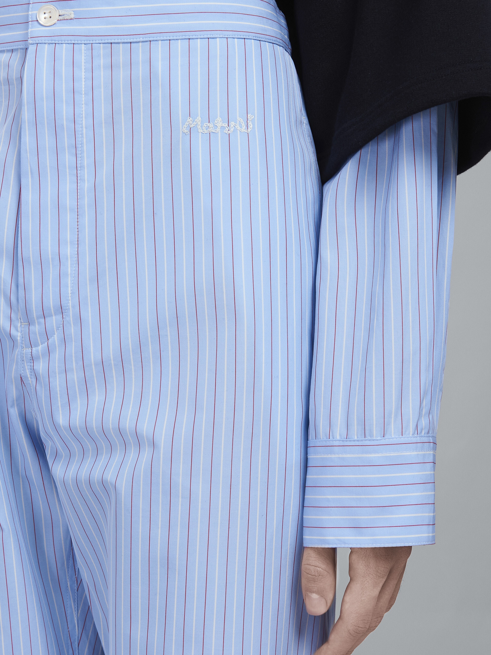 SKY BLUE STRIPED POPLIN PANTS - 4