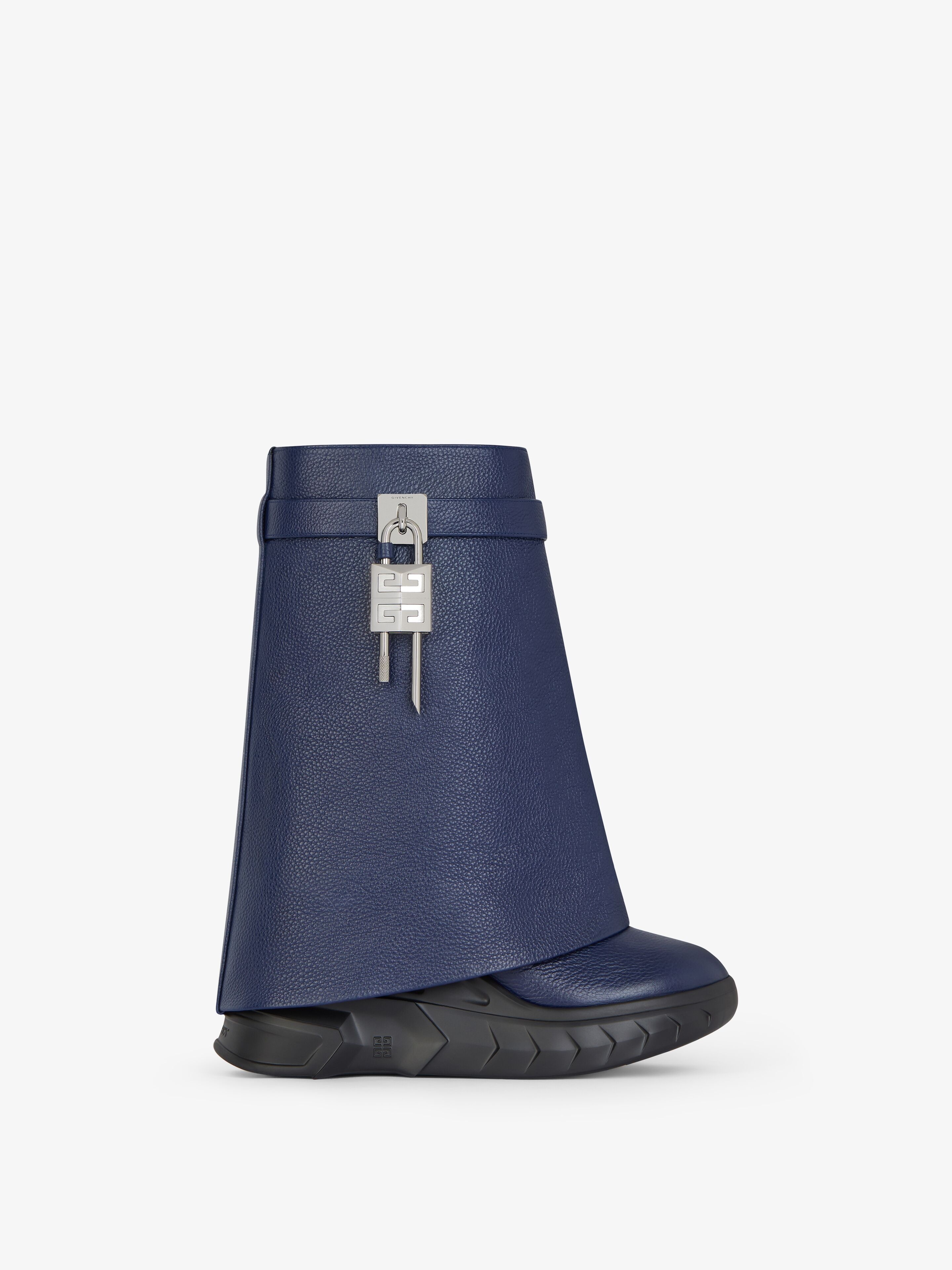 SHARK LOCK BIKER ANKLE BOOTS IN GRAINED LEATHER - 1