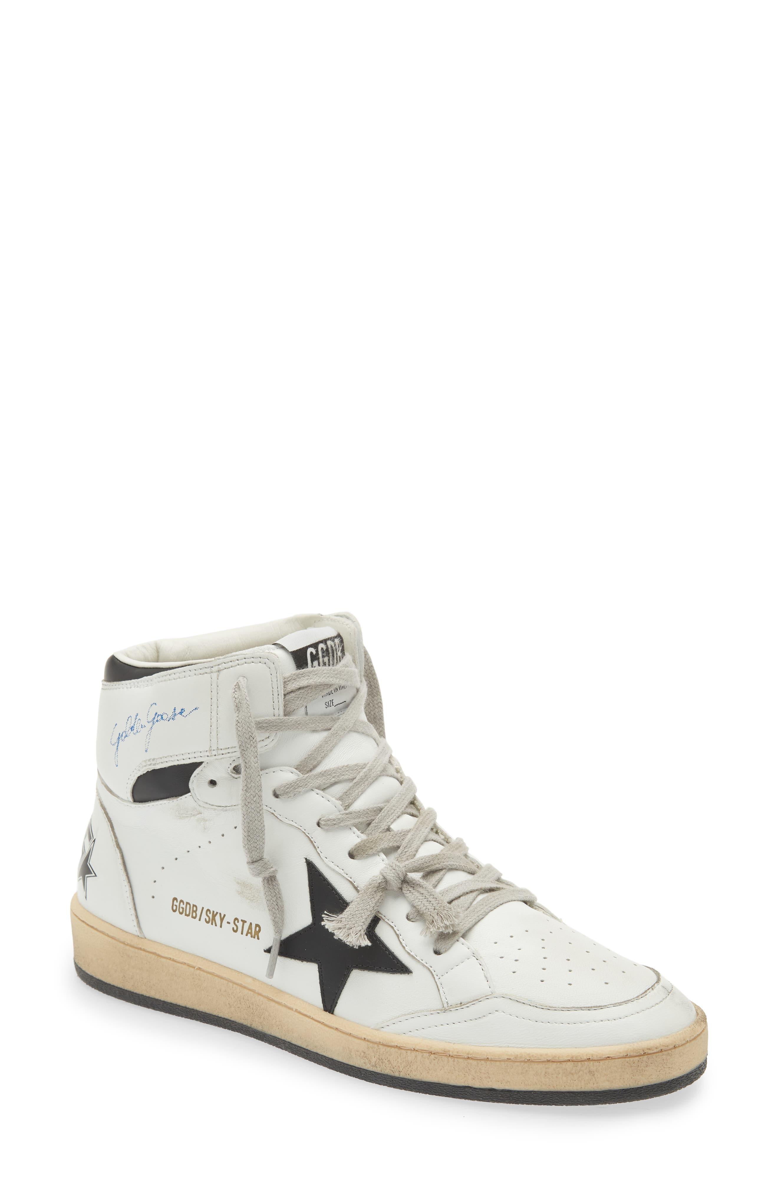 Golden Goose Sky-Star High Top Sneaker in White/Black at Nordstrom - 1