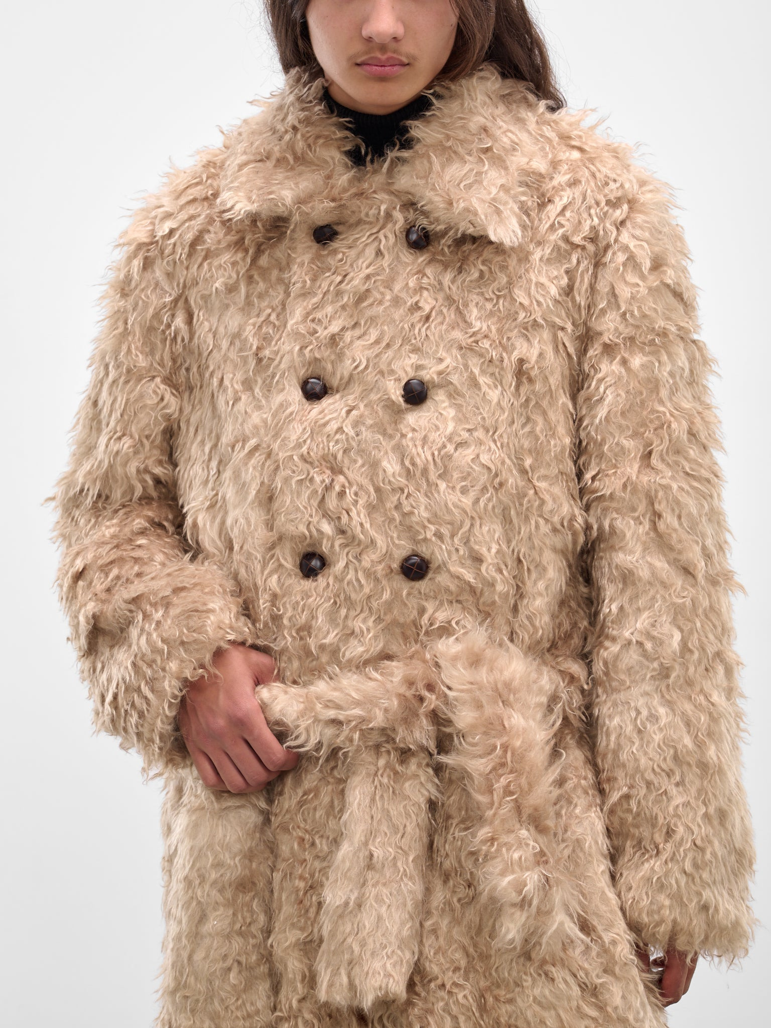 Beige Astrakan Fur Coat - 5