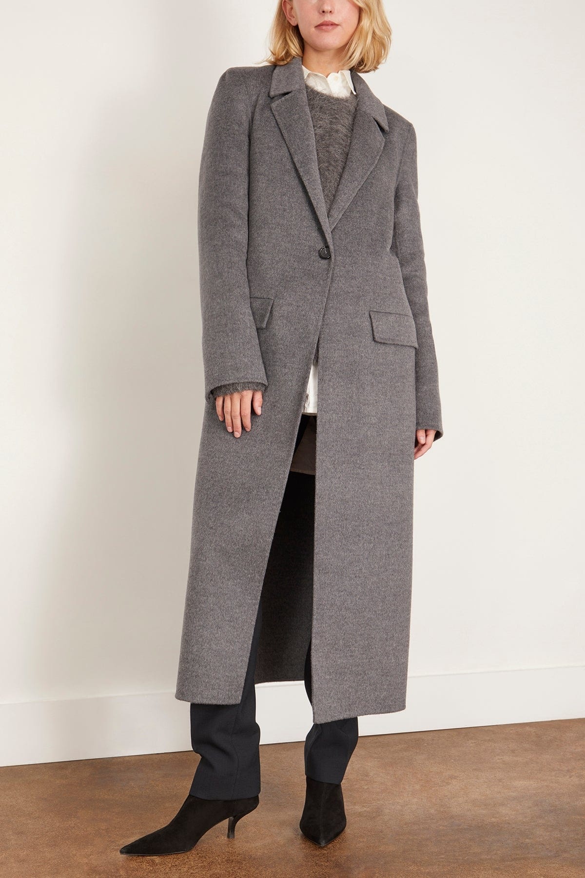 Classic Double Coat in Mid Grey Melange - 3