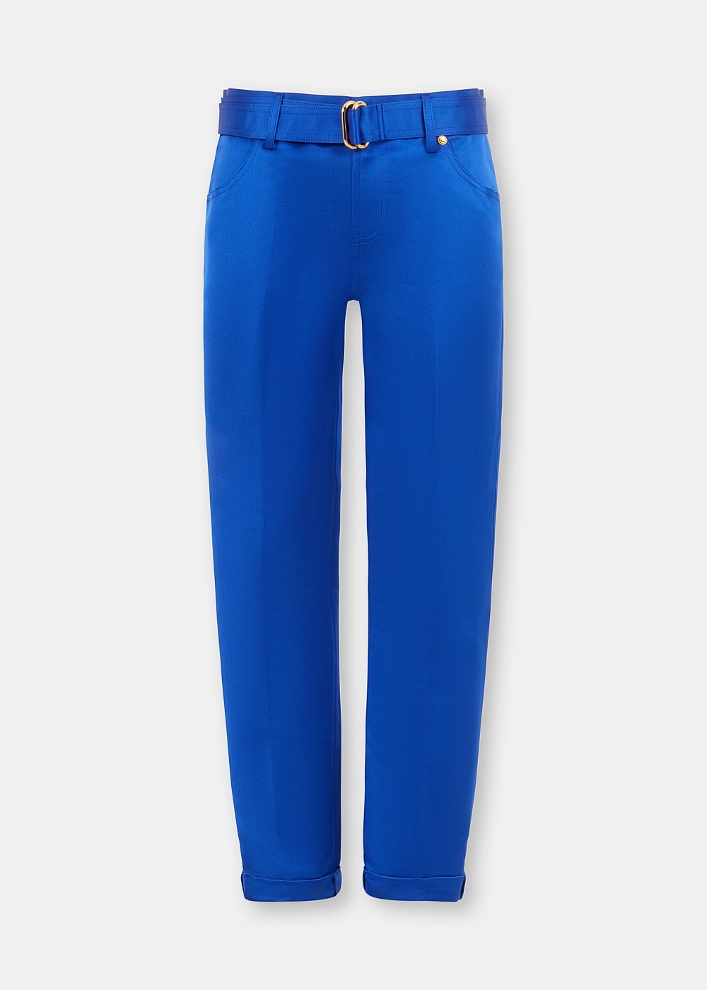 Cobalt Silk Duchesse Boyfriend Pants - 1