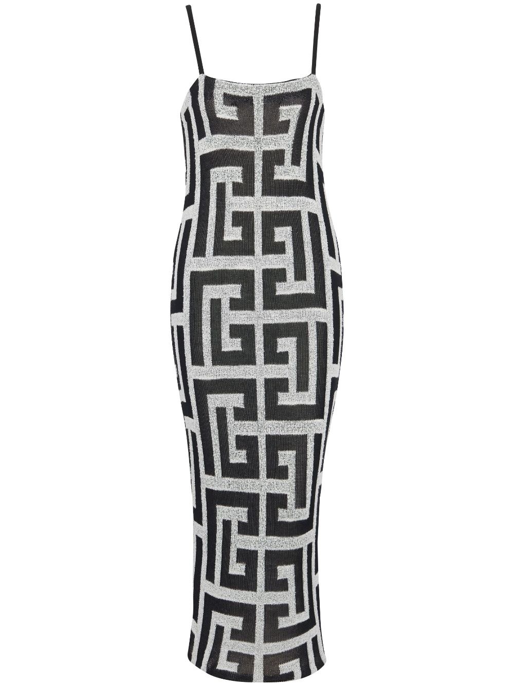 monogram-jacquard midi dress - 1