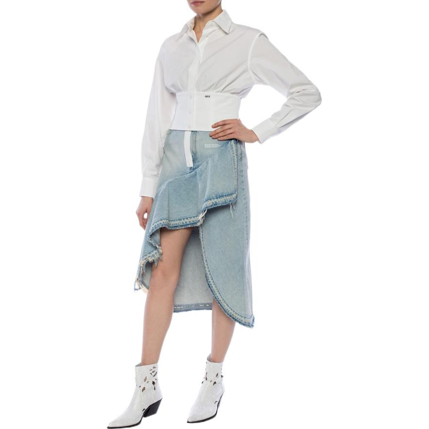 (WMNS) Off-White Asymmetric Denim Skirt 'Blue' OWYF001R197740618601 - 2