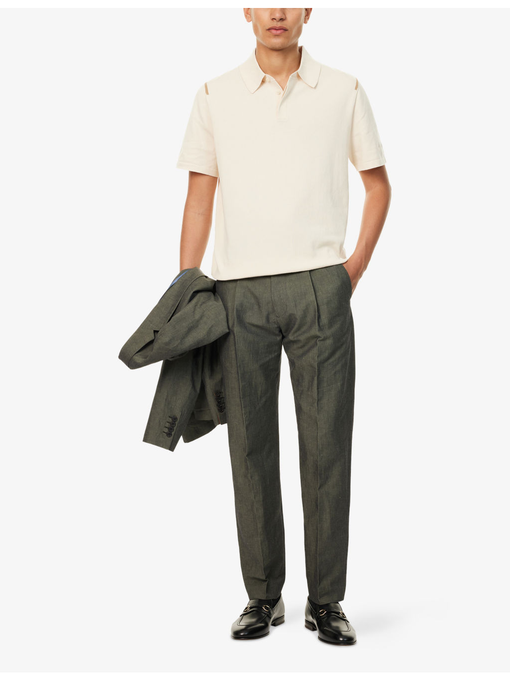 Short-Sleeve Knitted Cotton Polo Shirt - 2