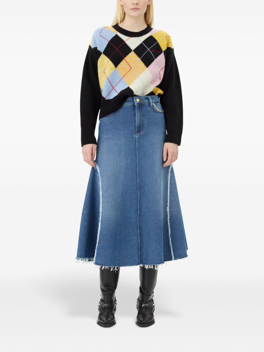denim midi skirt - 2